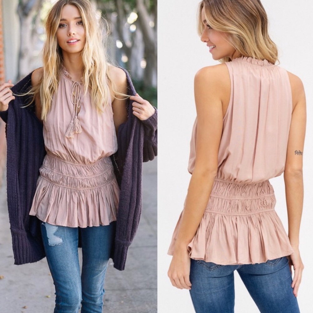 Blush Tassel Sleeveless Top - Picture 2 of 3